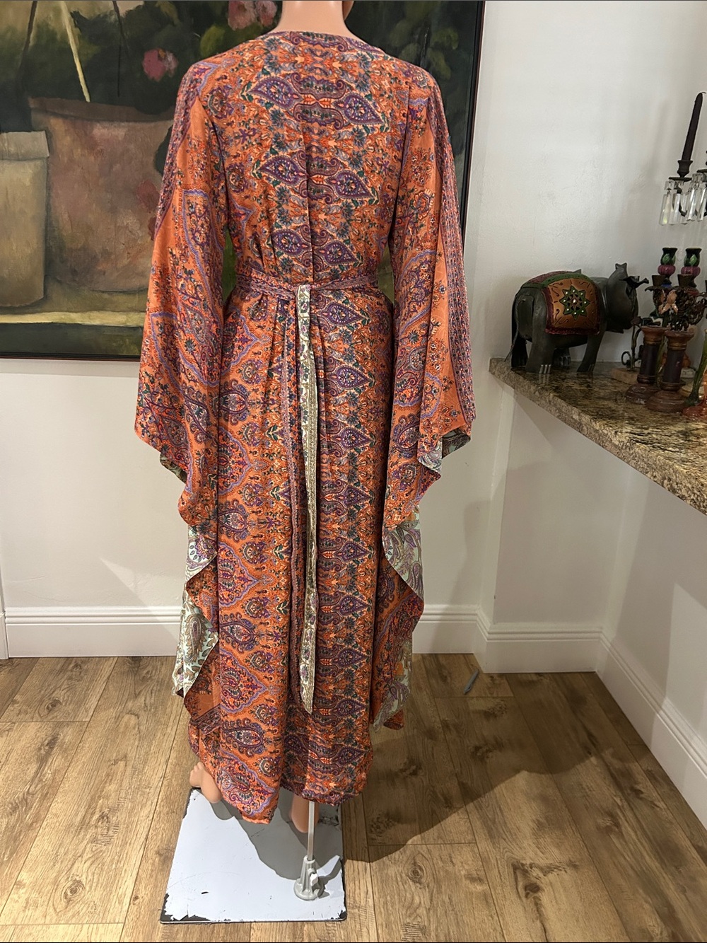 Earthbound Reversible paisley print wrap dress/kimono - Picture 11 of 13